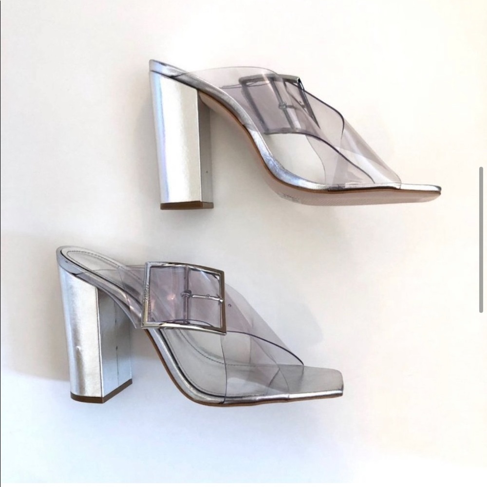 Schutz clear mules. Size 8.5 with block heel